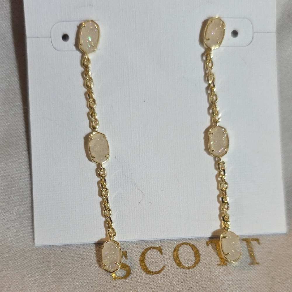 Kendra Scott Gold and Cream Chain Earrings - Picture 2 of 2